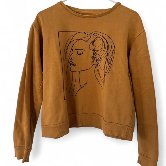 Cotton on mustard color graphic pullover - Picture 1 of 3